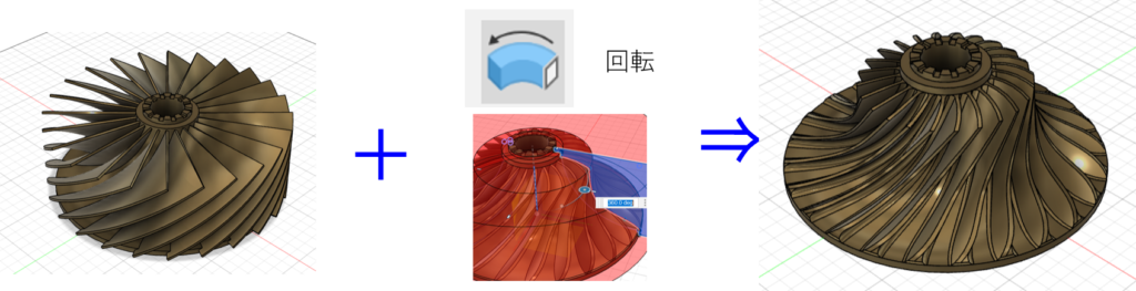 FUSION360　タービン　フィン　回転　切り取り　まとめ